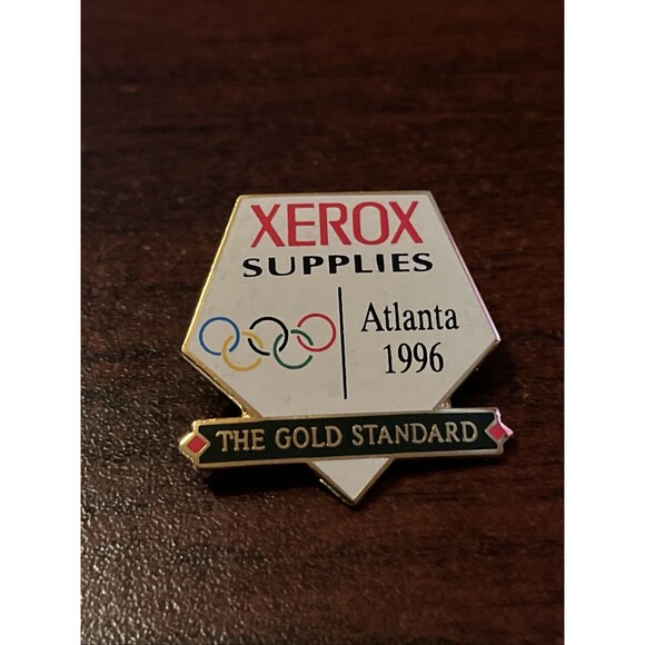 1996‎ Atlanta Summer Olympics Xerox Supplies Sponsor Gold Standard Lapel Hat Pin